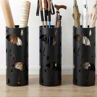 Iron Umbrella Stand Cylindrical Freestanding Umbrella Stand Minimalist Organizer Space-Saving for Foyer, Office