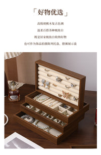 Walnut Wood Grain Jewelry Tray, Small Drawer Organizer for Necklaces, Rings, Earrings, Bracelets