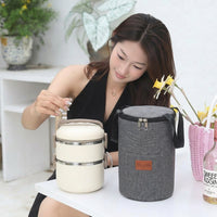 Lunch Bags for Women with Thickened Oxford Cloth, Cylindrical Handheld Cool Bag for School Picnic, Aluminum Foil Lining Lunch Box Bag, 3 Pack