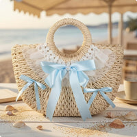 Handbag Bow Trapezoid Handbag Woven Fashion Accessory