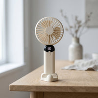 Handheld Mini Fan with Stand USB Rechargeable Portable Fan with Display Compact Lightweight for Students