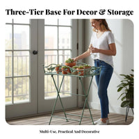Three-Tier Avian Design Shelving Shelf Unit Floor-Standing Three-Tier Ladder Shelf Vintage Design layoutSaving for Residents