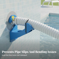 3 Pieces Anti-Bend Pool Wall Hose Holder Curved Hook-Shaped Pool Hose Bracket Plastic Pipe Holder Blue
