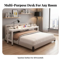 Bedside Table Space Saving Mobile Cross-Bed Table Multi-Functional Rolling Bed Desk for Students, Home Office Workers, Study, Hospital, Living Room