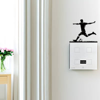 Football Player Silhouette Sticker Self Football Player Silhouette Decal Sports Themed Athlete Kicking Ball Wall Sticker for Kids, Bedroom