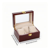 Watch Box with Window Glossy 3 Slot Watch Box Padded Case for Men, Dresser