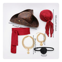 6 Pieces Halloween Pirate Accessory Set with Hat Layered Pirate Costume Accessories Theatrical Soft for Cosplayers