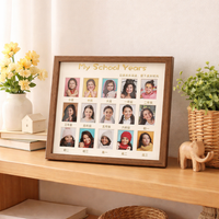 Photo Frame for Grandparents, 15 Panel Multi Photo Frame, Modern Minimalist Handmade Wood Picture Frame, Freestanding Table Top Display