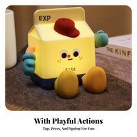 Rechargeable Milk Carton Night Light Dual Use Milk Box LED Lamp Printed Face Cartoon Night Light Cute Design