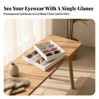 2 Pieces Metal Latch 4-Slot Eyeglass Display Box Soft Textile Lining Eyewear Display Case