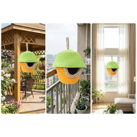 Handmade Budgie Bed Birdhouse, Round Dome Budgie Bed with Rope Insulation, Winter Shelter for Average-sized Birds with Ventilation Holes, 1 Pack