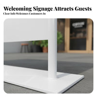 Weather Resistant Freestanding Advertising Barrier Heavy Duty Base Floor Standing Logo Display Stand Easy Assembly Canvas Panel Partition Fence Multi-Functional for Cafe Owners, Restaurant Managers, Event Planners, Sidewalks, Storefronts, Patios, Lobbies