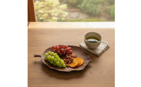 Wooden Leaf Design Tray Walnut Wooden Tray with Carved Texture Handmade for Hosts, Decorators, Tea Time, Tabletop Styling