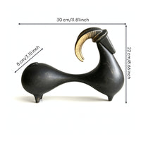 Caprine Figurine Abstract Caprine Sculpture Minimalist Ornament for Entryway