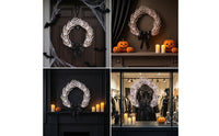 Skeleton Wreath Spooky Cranium Wreath Halloween Door Hanger for Porch, Wall, Mantel