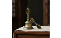 Tibetan Ritual Bell Set Buddhist Hand Bell with Vajra Handmade Vajra for Buddhists, Altar