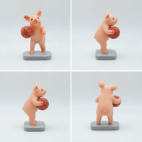 Resin Pig Figurine with Basketball Cute Pig Figurine Small Ornament Funny for Collectors