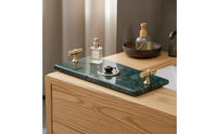Marble Tray with Handles Multifunctional Tray with Gold Handles for Vanity, Washroom Counter, Hotel