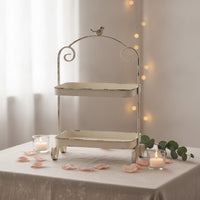 Two-Tier Tray Stand Distressed Tiered Tray Stand Rustic for Decorators, , Entryway