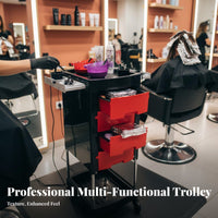 Large Capacity 4-Drawer Stylist Trolley Multi-Functional Salon Trolley Mobile Design Rolling Organizer 360° Wheels for Hair Stylists, Hairstylists, Cosmetologists, Barbershop, Beauty Parlor, Spa, Home Use