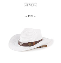 夏季新款欧美西部牛仔草帽户外休闲防晒帽翘檐帽遮阳帽子草编牛仔