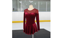Long Sleeve Figure Skating Dress Handmade Plush Ice Skating Costume for Girls, Contest
