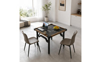 Brown Border Trim Square Folding Table Black Metal Frame Portable Card Table Adjustable Feet Event Furniture Reinforced Corner Joints