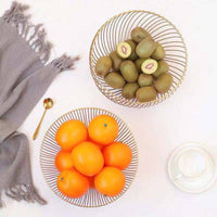 Nordic Design Metal Wire Fruit Basket Multi-Purpose Wrought Iron Snack Dish Easy to Clean Decorative Centerpiece Bowl Hollow Design for Living Room, Desktop, Dining Table, Kitchen Counter
