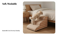 3 Step Washable Pet Stairs No Assembly Required Bedside Pet Ramp for Short-Legged Breeds, Injured Pets, Living Room