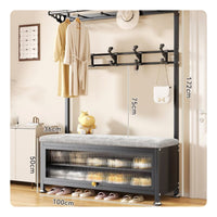 Hall Tree with Shoe Storage Rustproof Home Furniture Waterproof for Apartment