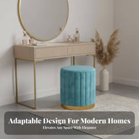 Minimalist Design Upholstered Vanity Stool Space-Saving Upholstered Makeup Stool Easy to Clean Indoor Furniture Comfy for Nail Technicians, Homeowners, Apartment Dwellers, Living Room, Bedroom, Dressing Table, Entryway