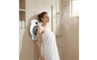 Height Adjustable Wall-Mounted Back Scrubber Charging Electric Body Washer LED Digital Display Automatic Shower Brush for Elderly, People with Limited Mobility