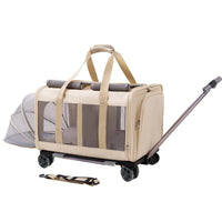 Soft-Sided Rolling Pet Carrier Ventilated Wheeled Pet Carrier Breathable Sturdy for Small Pets