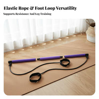 3-Section Pilates Stick Multi-Functional Pilates Bar Kit Exercise Bar with Elastic Bands Multifunctional for Home Gym, Travel