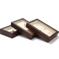 Digu New Solid Wood Jewelry Display Tray with Glass Cover for Rings, Necklaces, and Bracelets