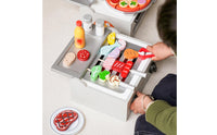 Wooden BBQ Oven Playset Interactive Play Wooden Oven Toy Develops Fine Motor Skills for Kids, Preschoolers