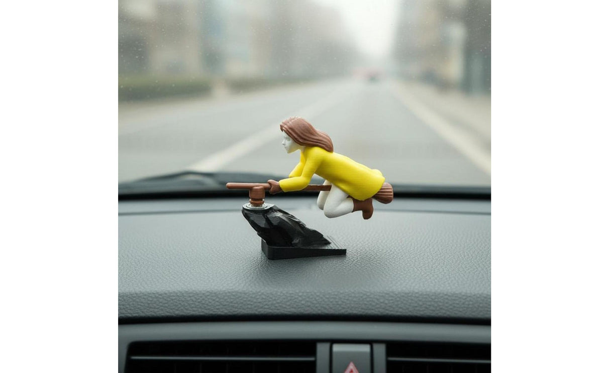 Magical Theme Witch Car Dashboard Ornament Easy Installation Flying Wizard Car Decoration No Batteries Needed Motion Activated Dashboard Figure 3D Printed for Fantasy Fans