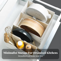 Cabinet Storage Box Japanese Design Stackable Storage Basket Space Saving Drawer Divider Bin for Homeowners, Renters, Kitchen, Countertop
