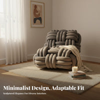 Braided Armchair Woven Design Braided Tube Armchair Modern Look and Feel Lounge Chair for Interior Decorators, Adults, Living Room, Bedroom