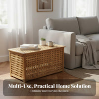 Nordic Design Woven Drum Table Multi-Functional Storage Stool Can Be Used as a Seat Household Furniture Easy to Clean for Guesthouse Owners, Interior Decorators, Apartment Dwellers, Living Room, Bedroom, Entryway, Study