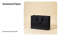 Elegant Design Black Paper Gift Bag Thick Cardstock Material Black Gift Bag with Handles Reinforced Bottom for Men, Adults, Corporate Events