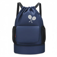 Multi-Use Badminton Bag Backpack Lightweight Shoe Compartment Backpack Large Capacity Gym Drawstring Bag Carry Handles for Swimming