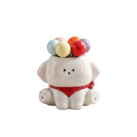 Comfortable Grip Cute Puppy Fruit Fork Set Dessert Forks with Ceramic Holder Creature Shaped Utensil Holder for Children, Dining Table, Party, Kitchen