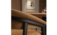Minimalist Design Leather Backrest Chair Ergonomic Design Modern Upholstered Dining Chair Contemporary Dining Armchair for Hotel, Restaurant, Conference Room