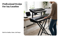 Rubberized End Caps Keyboard Stand Riser Matte Finish Cross-Style Keyboard Stand Attachment Clamp Mount Music Gear Metal