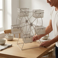 Rotating Wheel Snack Rack Stainless Steel Rotating Wheel Snack Stand Wire Basket Rack Tabletop