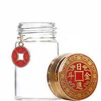 Golden Bead Savings Bottle Symbolizes Fortune Clear Saving Jar Dustproof House Decoration for Feng Shui Enthusiasts
