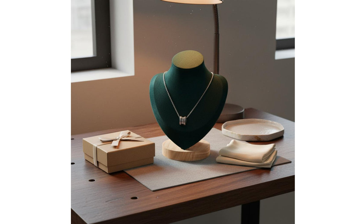 Necklace Display Bust Photography Prop Wooden Base Jewelry Bust Portrait Neck Display Stand Elegant Design Locket Chain Stand