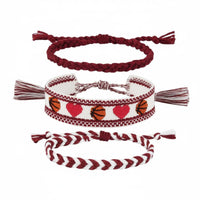 3 Pieces 3-Piece Embroidered Bracelet Set Handmade Adjustable Braided Bracelet