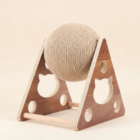 Rope-Wrapped Cat Scratching Ball Triangular Scratcher with Wooden Frame Sturdy Cat Scratcher Toy Interactive for Cats, Kittens, Living Room, Apartment